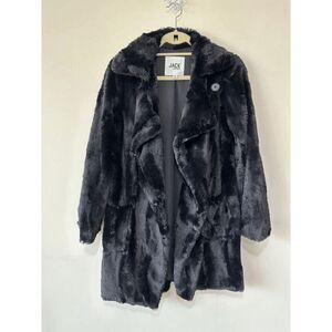 Jack By BB Dakota Black Shear Factor Faux Fur Coat Size XS